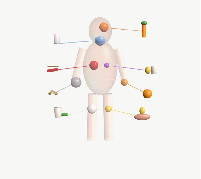 Vitaminas y minerales en 3D en la app Asclepio