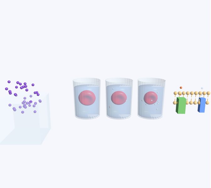 Difusión y osmosis en 3D en la app Asclepio